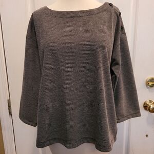 New Tahari Knit Top Black white Large Designer Contemporary Career Professional